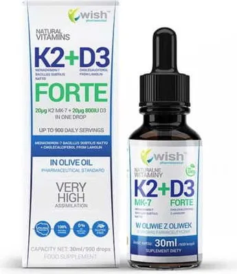 Immagine prodotto di K2 + D3 FORTE 30 ml 900 Porzioni WISH