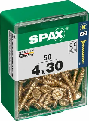 Obrázok produktu pre SPAX 4081020400302, Skrutka, Oceľ, Zinok, Drevo, plochá hlava, Krížový, Žltá