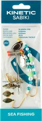 Produktbild von Kinetic Sabiki Scandic #1/0 Pearl/Blue Plattfisch Scholle Flunder Vorfach Rig system