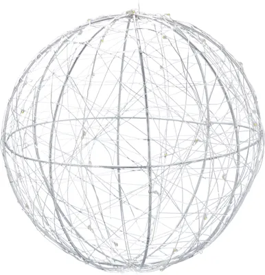 Produktbild von 2 x LED Dekokugel, batteriebetrieben, zum Hinhängen & Hinstellen, extra langes Kabel, Leuchtkugel, Ø 20 cm, silber