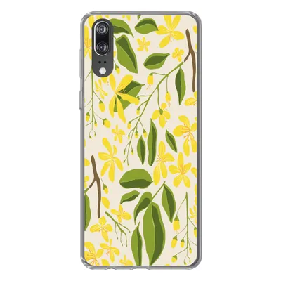 Produktbild von MuchoWow® Handyhülle Schutzhülle Hülle für Huawei P20 Blume - Gelb - Muster Silikon Softcase Handy Hülle - Hardcover
