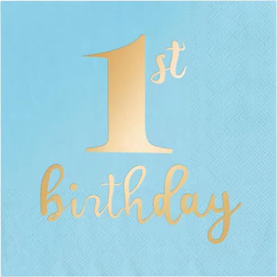 Produktbild von 1. Geburtstag Servietten, blau, 33x33cm, 10 St.