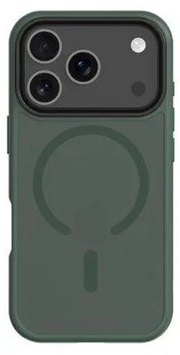 A back view of a dark green iPhone case with a visible MagForce magnetic charging ring.