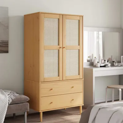 Produktbild von Maison Exclusive Šatní skříň SENJA ratanový vzhled hnědá 90x55x175 cm borovice