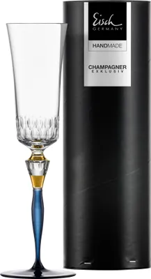 Produktbild von Eisch Vorteilset 2 Stück Champagnerglas 596/72 blau in Geschenkröhre CHAMPAGNER EXKLUSIV 47759672 und Geschenk + Spende