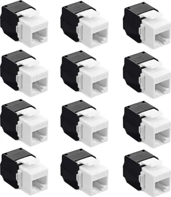 Produktbild von kwmobile 12x Keystone Modul für CAT6 Kabel - 1 Gbit/s ungeschirmt Kunststoff Gehäuse Schnappverschluss - Anschluss Modular Patchpanel werkzeugfrei