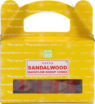 Produktbild von Rückfluss Räucherkegel für den Wasserfall Effekt, 24 handgerollte Kegel aus Indien für Entspannung und Meditation, auch im 3er Set (Sandelholz)