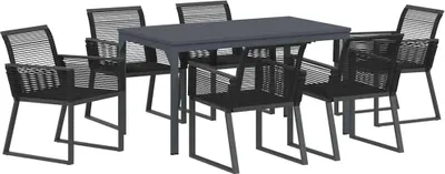 Zdjęcie produktu dla Zestaw do jadalni w ogrodzie 7 pcs Czarny polirattan