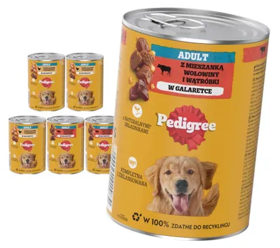 Zdjęcie produktu dla Pedigree Adult Mokra Karma Dla Psów 6x400g Mix Smaków Kurczak z Marchewką Wołowina w Galaretce