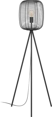 Produktbild von EGLO Stehlampe Rinroe, Stativ Stehleuchte, Standleuchte Dreibein aus Metall in schwarz, Lampe Wohnzimmer mit Schalter, Wohnzimmerlampe mit E27 Fassung