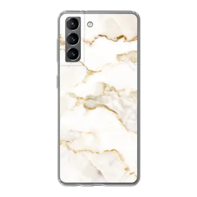 Produktbild von MuchoWow® Handyhülle Schutzhülle Hülle für Samsung Galaxy S21 Marmor - Limette - Gold - Luxus - Marmoroptik - Weiß Silikon Softcase Handy Hülle - Softcase