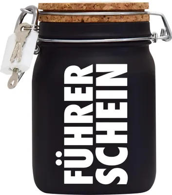 Produktbild von Spardose Geld Geschenk Ideen Führerschein Schwarz Größe L 1 Liter