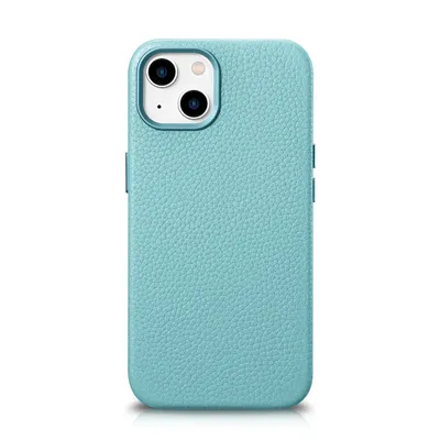 Imagen del producto de Funda Icarer, tipo etui, de cuero con MagSafe para iPhone 14+, color verde