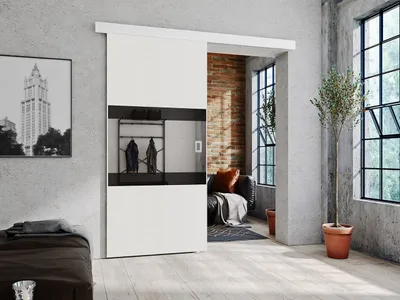 Obrázok produktu pre Posuvné interiérové dvere so zrkadlom OLIVERIO - 80 cm, biele
