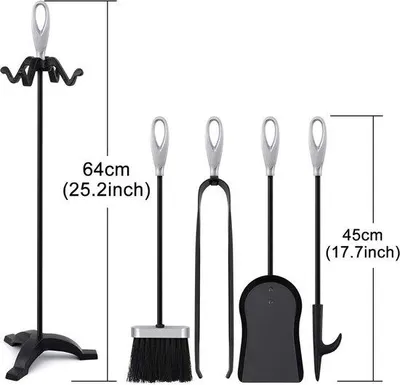 Produktbild von Moderne Kaminset Edelstahl Ofen Zubehör mit Stand