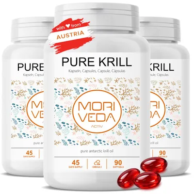 Obrázok produktu pre PURE Krill Oil Capsules I Astaxanthin, Omega 3, 6, Choline, Phospholipids I 270 softgels od Moriveda