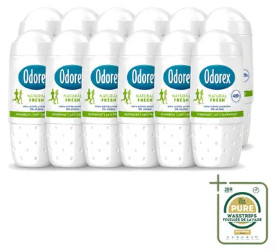 Obrázok produktu pre 12 kusov deodorantu Odorex Natural Fresh vo forme roll-onu, objem 50 ml – balenie