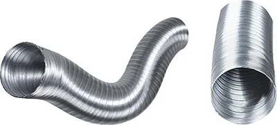Two views of a flexible aluminum duct hose against a white background.