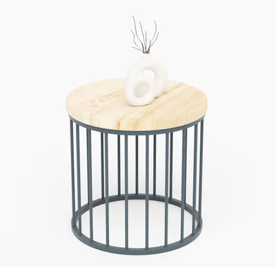 Image de LAMO Manufaktur Table basse ronde en bois et metal 40 x 37 cm - Table d'appoint canapé pour salon moderne - Design scandinave, style industriel - Couleur : naturel, pieds : anthracite