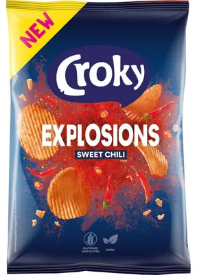 Produktbild von Croky Explosions Sweet Chili Chips 150g – Knusprige Kartoffelchips