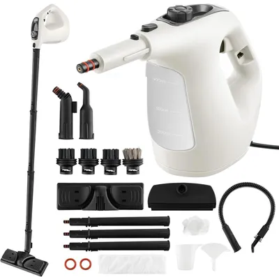 Produktbild von 1400W Handdampfreiniger mit 400ml Wassertank & 14-teiligem Zubehör, tragbarer Druckreiniger 2 bar bis zu 125℃, für Böden, Sofa (Grau)