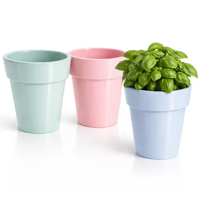 Produktbild von com-four® 3x Blumentopf aus Kunststoff Ø 12 x 12cm - Pflanztopf in Pastellfarben