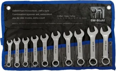 Produktbild von SW-Stahl 00840L Gabelringschlüsselsatz 10-19mm 10tlg blendfrei kurz Set