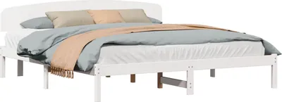 Obrázok produktu pre vidaXL Rám postele s čelom biely 180 x 200 cm z masívneho borovicového dreva