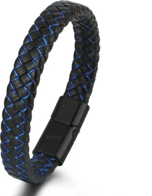 Produktbild von Herrenarmband mit Magnetverschluss, schwarz und blau, 21 cm