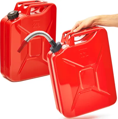 Produktbild von BW® Kraftstoffkanister Metall Benzinkanister 2x 20 Liter mit Schraubverschluss mit Ausgießer - Rot RAL 3000 - UN-Zulassung - Hergestellt in Europa