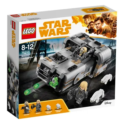 The image shows the LEGO Star Wars Moloch's Landspeeder set packaging, featuring the product box with an illustration of the set and characters from the Star Wars universe.