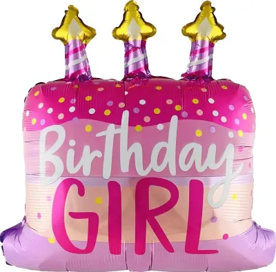 Produktbild von Folienballon Birthday Girl Shape pink 70 x 60 cm