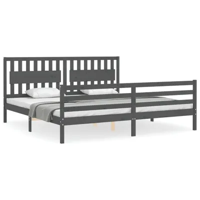 Produktbild von Massivholzbett mit Kopfteil Grau 200x200 cm