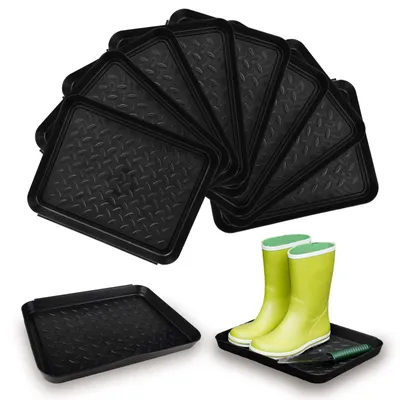Schuhabtropfschalen 8er Set, Kunststoff, 35x27x3 cm, schwarz