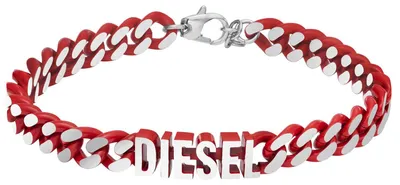 Zdjęcie produktu dla Diesel DX1415040 Bransoletka męska stal szlachetna srebrny czerwony 20 cm