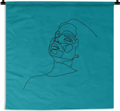 Produktbild von MuchoWow® Wandteppich Wandbehang Linienkunst - Frau - Minimalismus 60x60 cm Tapisserie Dekoration Wandtuch - Dekorationen - Wand Decke