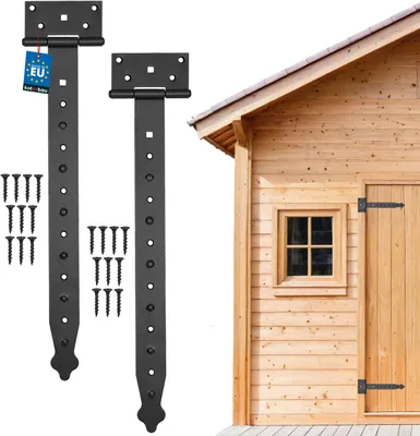 Produktbild von KOTARBAU® Kreuzgehänge 400 mm 2 Stück Ladenband Torscharnier Türband Werfgehänge Scharnier Baubeschlag Gartentorband Gartentorfalle Pulverbeschichtet
