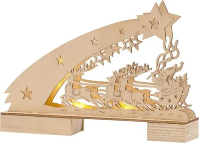 Produktbild von LED Dekoration MAGICHOME WEIHNACHTEN WOODECO SERVIETTE mit Weihnachtsmann, 5 LEDs, 22x5x15 cm