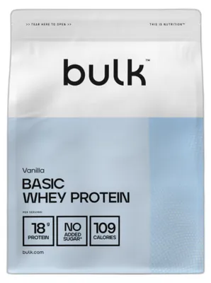 Produktbild von Bulk Basic Whey Protein Pulver | Vanille | 1,25 kg | 41 Portionen | Bis zu 18 g