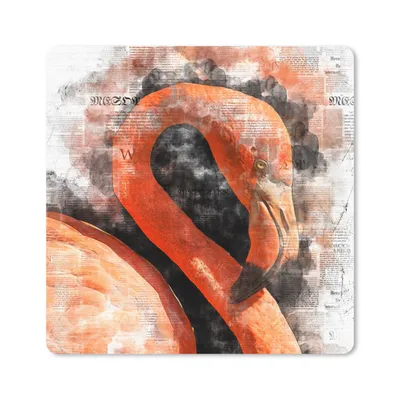 Produktbild von MuchoWow® Mauspad Mousepad Flamingo - Farbe - Zeitungspapier 30x30 cm - Mousepads - Maus Mat - Pad - Mausunterlage - Gaming