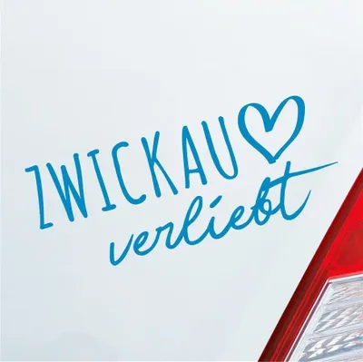 Produktbild von Auto Aufkleber Zwickau verliebt Herz Stadt Heimat Liebe Car 19x8 cm Hellblau Sticker Heckscheibenaufkleber