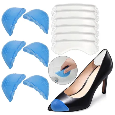 Produktbild von Schuhpolster-Set für zu große Schuhe, mit 3 Paar Fersenpolstern und 3 Paar Zehenpolstern, Schuhverkleinerer, Fersenfixierer und Zehenschutz, Uni