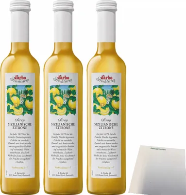 Produktbild von Darbo Fruchtsirup Sizilianische Zitrone 3er Pack (3x0,5l Flasche) + usy Block