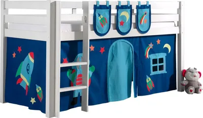 Produktbild von Kinderbett Karolina 210x114x106 Massivholz Weiß Textilset Astro 3