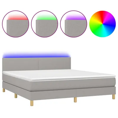 Immagine prodotto di vidaXL Letto a molle con materasso e LED in tessuto grigio chiaro 160x200 cm