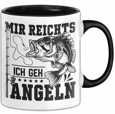 Produktbild von Mir Reichts Ich Geh Angeln Tasse Geschenk Für Angler Kaffee-Becher (Schwarz)