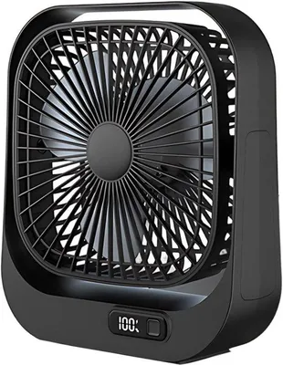 Image de Mini ventilateur avec indicateur LED - 3 vitesses et rotation à 360° - Noir
