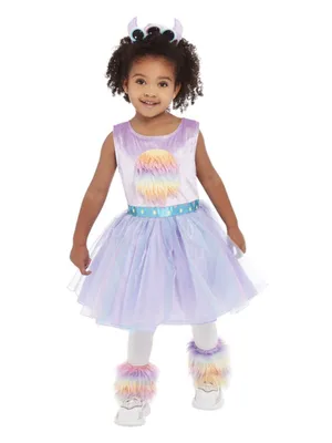 Produktbild von Süßes Monsterkostüm für Kleinkinder, Lila, Kleid, Beinlinge & Stirnband