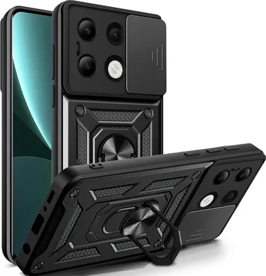 Produktbild von Outdoor Panzer Hülle Xiaomi Redmi Note 13 4G Handyhülle Kameraschutz Ringhalter  Schwarz
