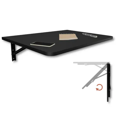 Produktbild von Wandklapptisch Schreibtisch Tischplatte 70x50 cm in Schwarz Klapptisch Esstisch Küchentisch für die Wand Bartisch Stehtisch Wandtisch Tisch klappbar